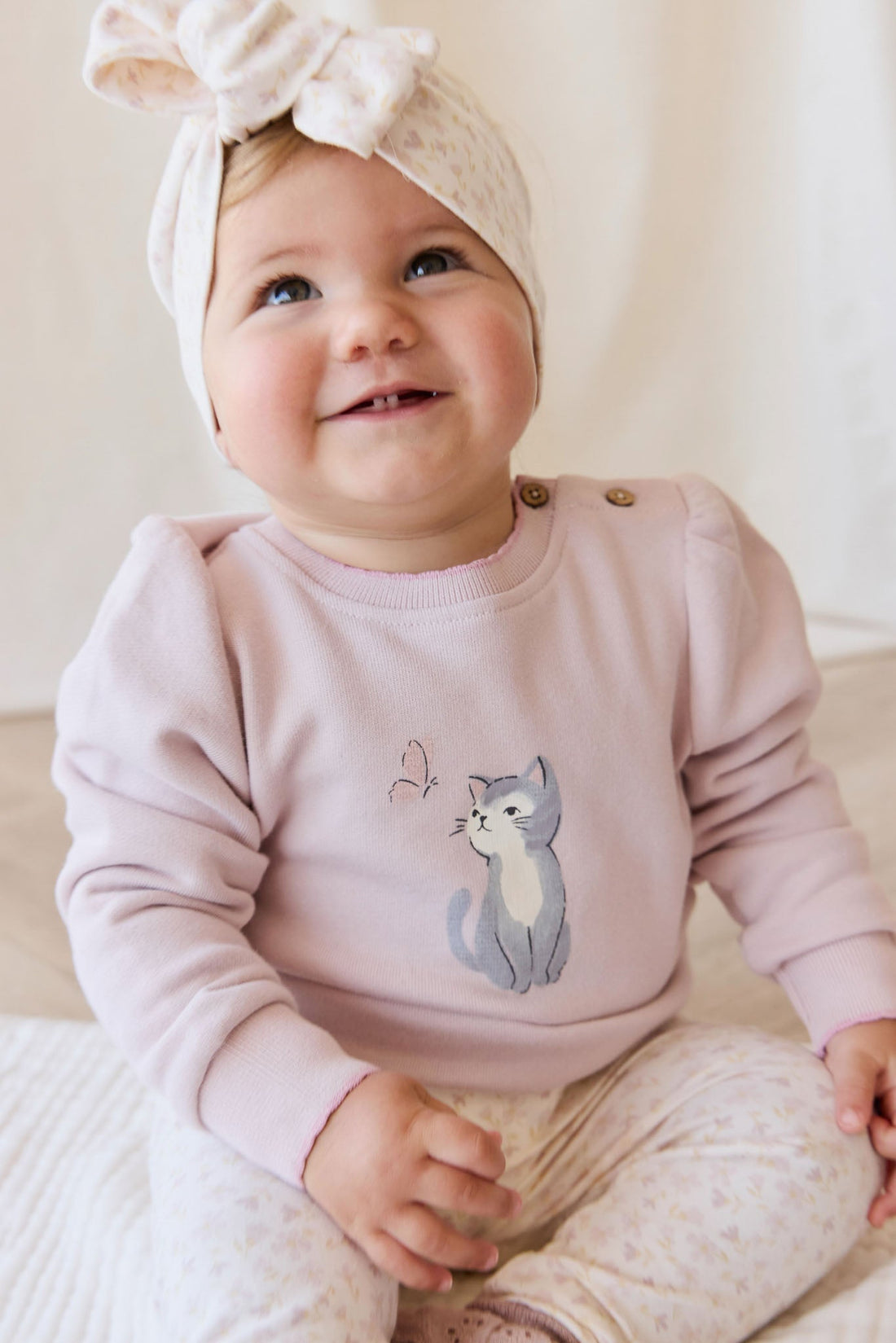 Organic Cotton Monroe Sweatshirt - Little Moon Soft Misty Rose Childrens Top from Jamie Kay Australia