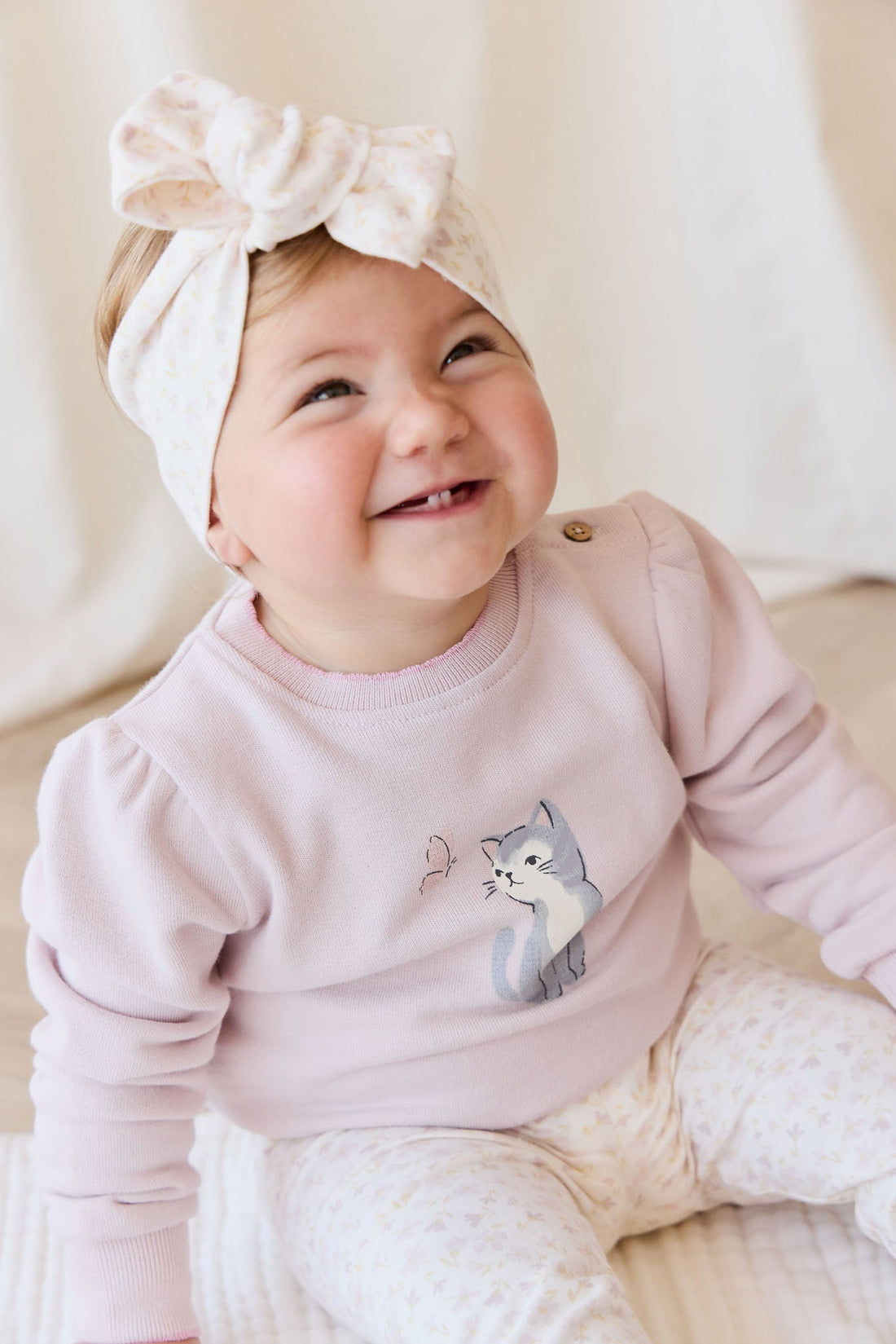 Organic Cotton Monroe Sweatshirt - Little Moon Soft Misty Rose Childrens Top from Jamie Kay Australia