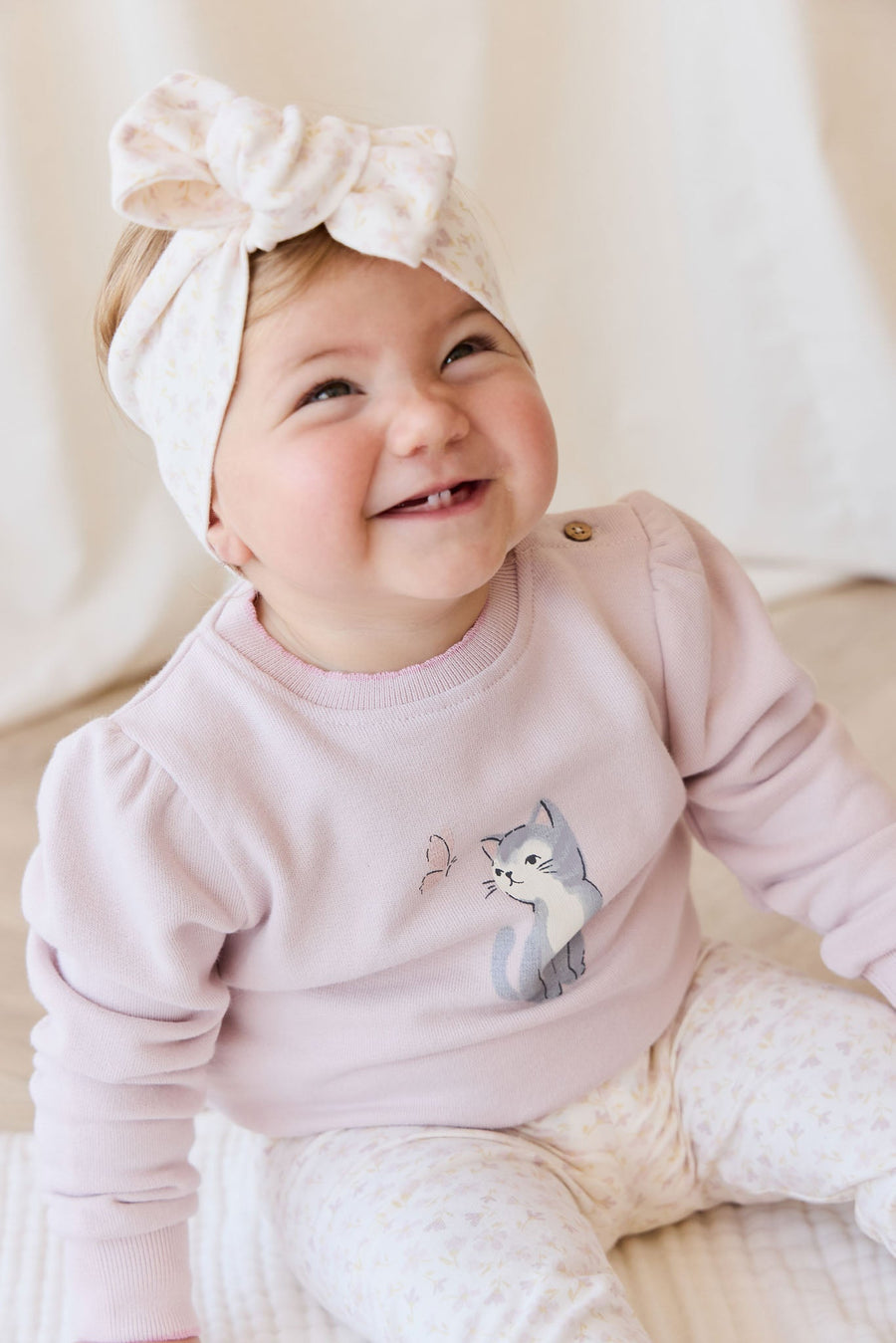 Organic Cotton Monroe Sweatshirt - Little Moon Soft Misty Rose Childrens Top from Jamie Kay Australia