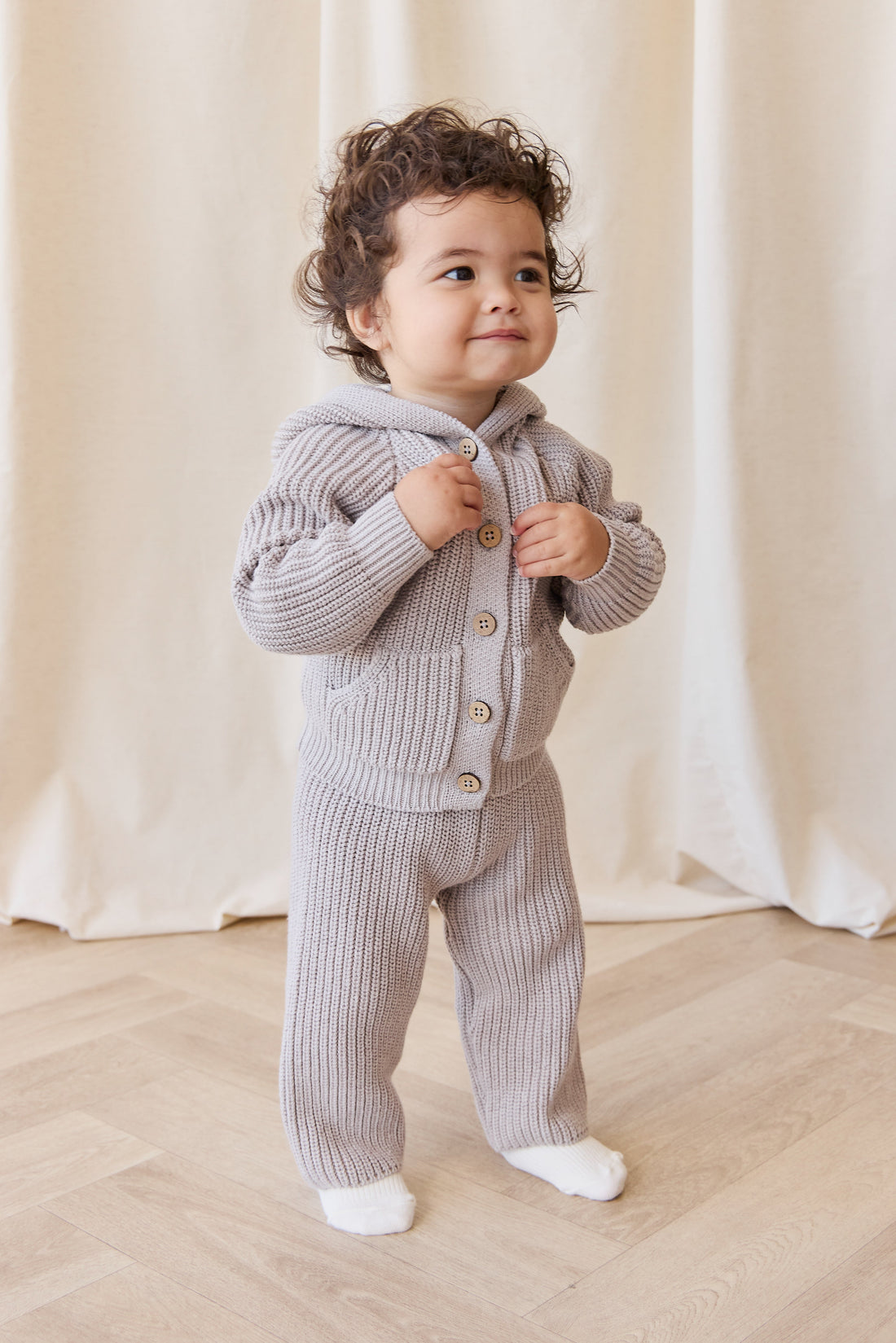 OG Bear Knit - Moleskin Marle Childrens Cardigan from Jamie Kay Australia