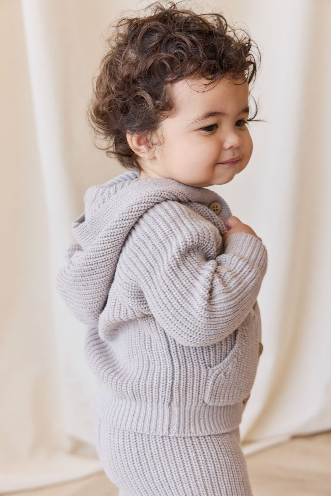 OG Bear Knit - Moleskin Marle Childrens Cardigan from Jamie Kay Australia