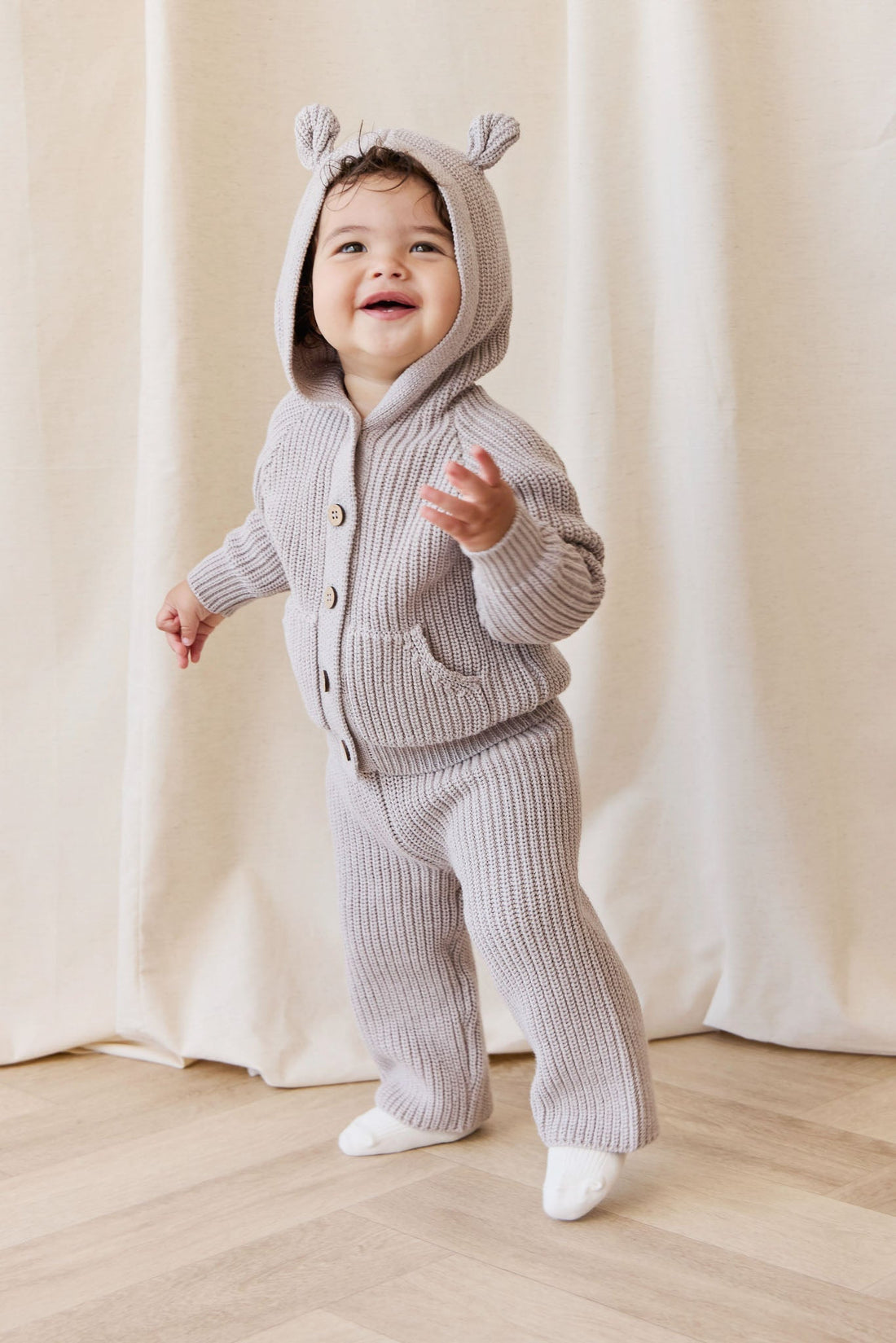 OG Bear Knit - Moleskin Marle Childrens Cardigan from Jamie Kay Australia