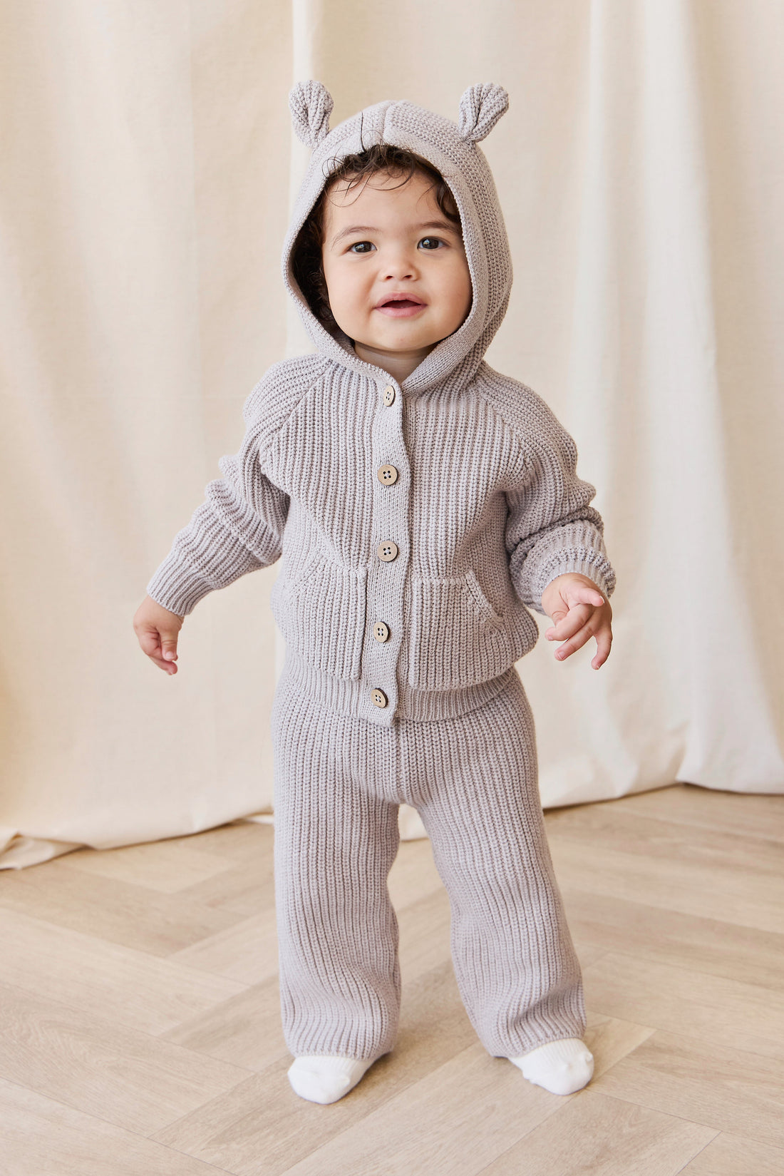 OG Bear Knit - Moleskin Marle Childrens Cardigan from Jamie Kay Australia