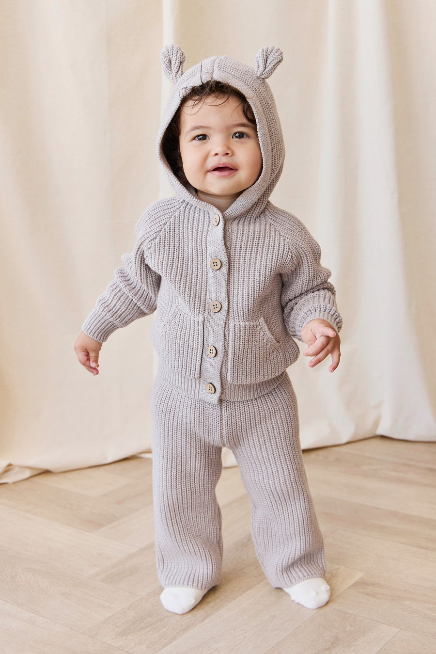 OG Bear Knit - Moleskin Marle Childrens Cardigan from Jamie Kay Australia