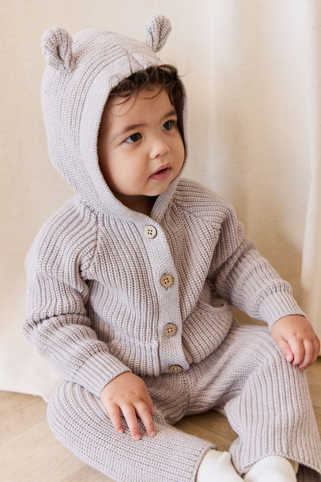 OG Bear Knit - Moleskin Marle Childrens Cardigan from Jamie Kay Australia