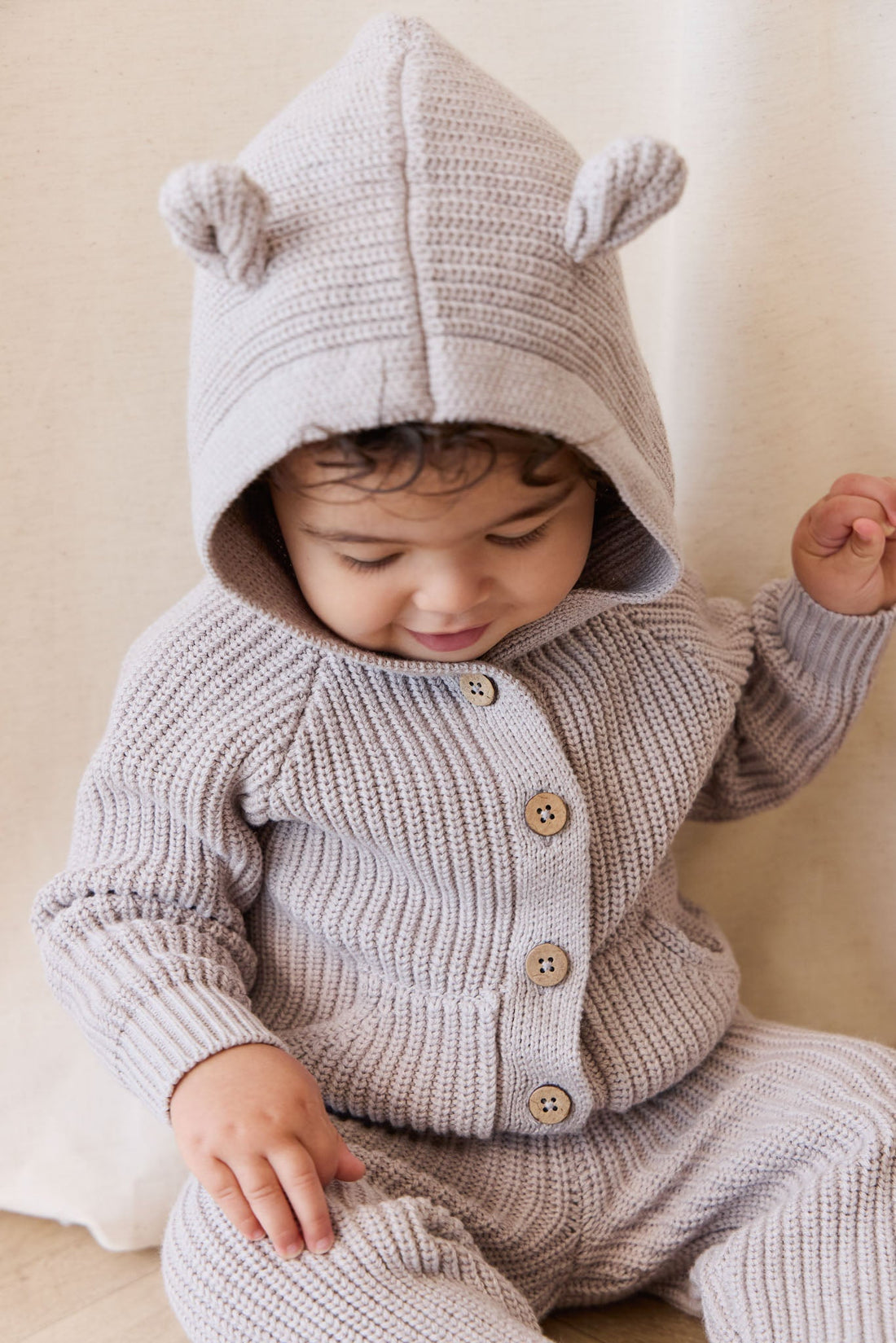 OG Bear Knit - Moleskin Marle Childrens Cardigan from Jamie Kay Australia