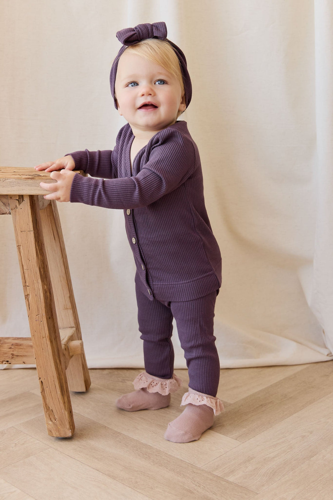 Organic Cotton Modal Cardigan - Blackberry Childrens Cardigan from Jamie Kay Australia