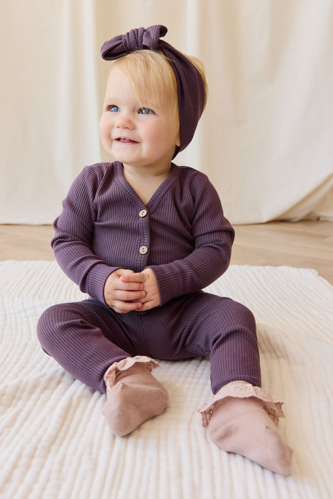 Organic Cotton Modal Cardigan - Blackberry Childrens Cardigan from Jamie Kay Australia