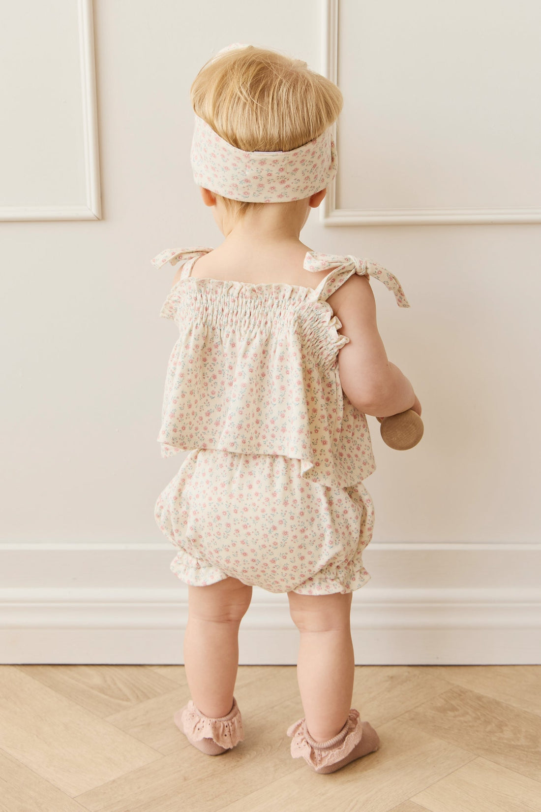 Organic Cotton Frill Bloomer - Posy Garden Pink Childrens Bloomer from Jamie Kay Australia