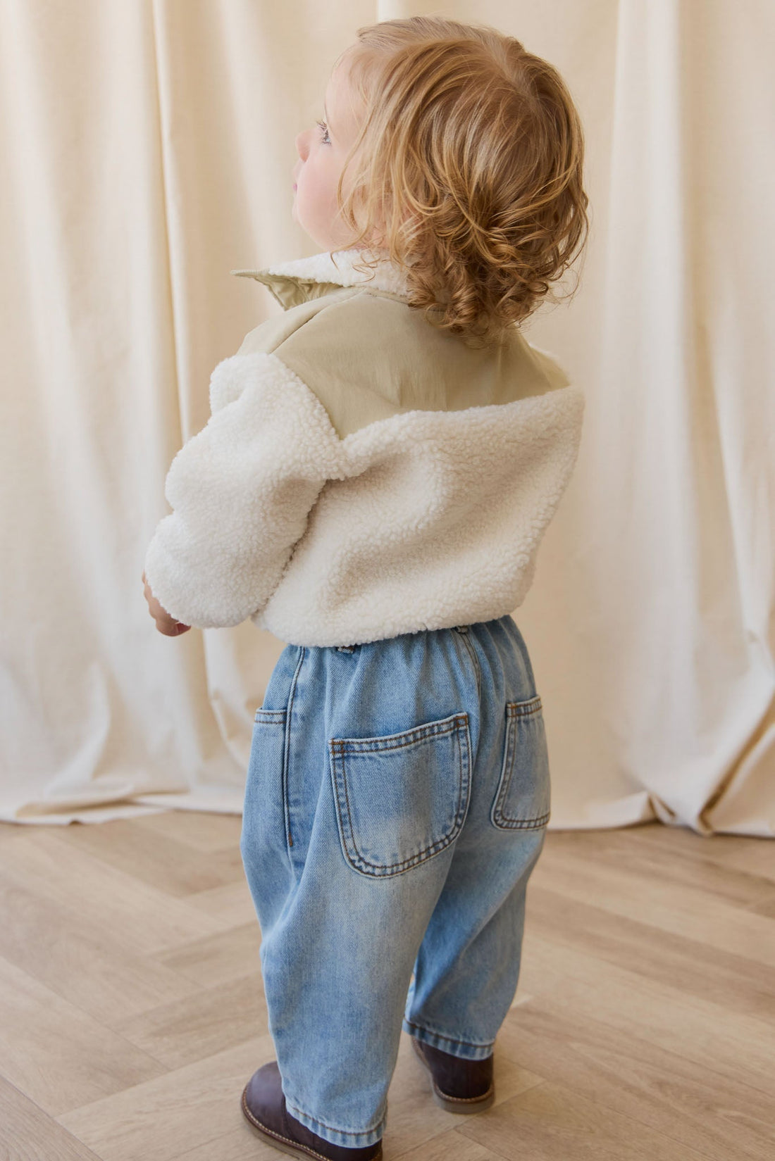 Mackenzie Sherpa Top - Natural/Sandy Brown Childrens Jacket from Jamie Kay Australia