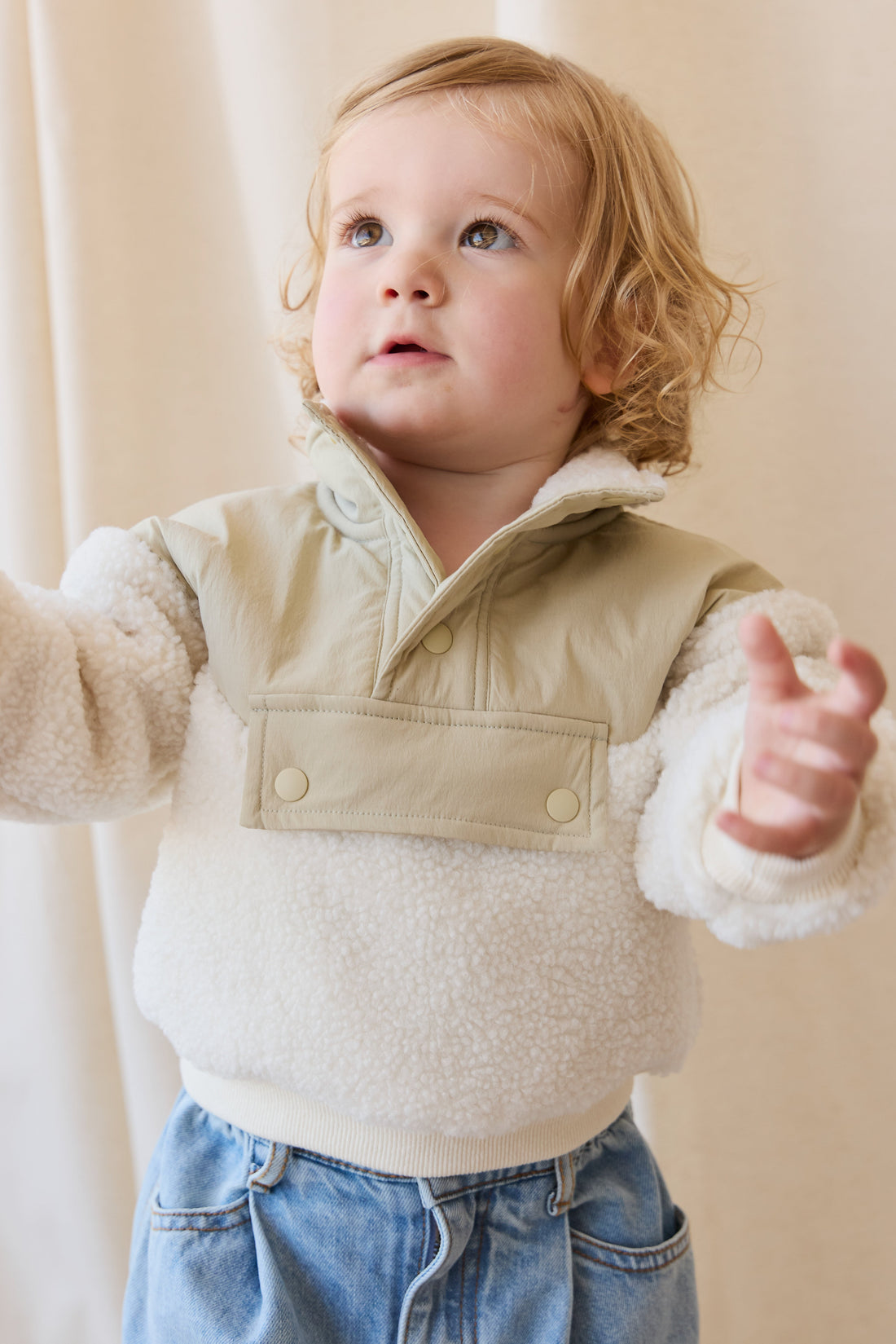 Mackenzie Sherpa Top - Natural/Sandy Brown Childrens Jacket from Jamie Kay Australia