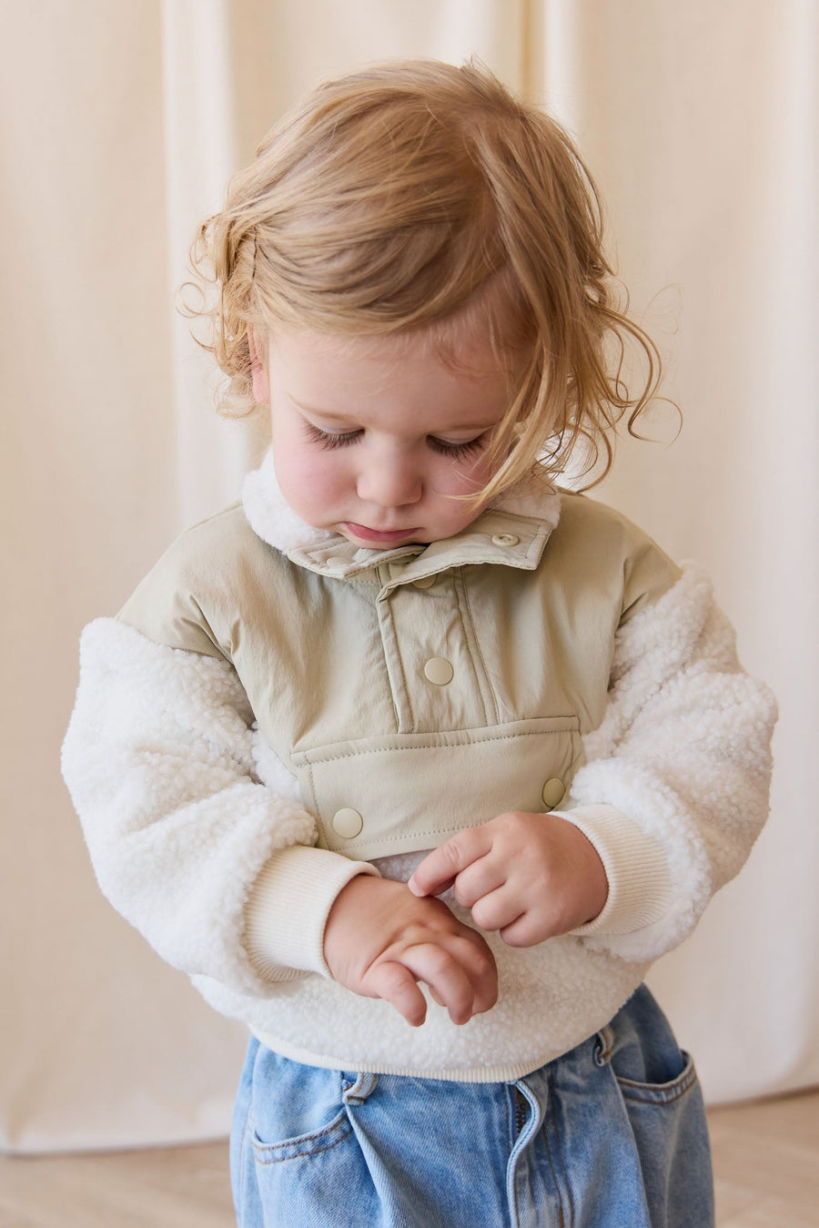 Mackenzie Sherpa Top - Natural/Sandy Brown Childrens Jacket from Jamie Kay Australia