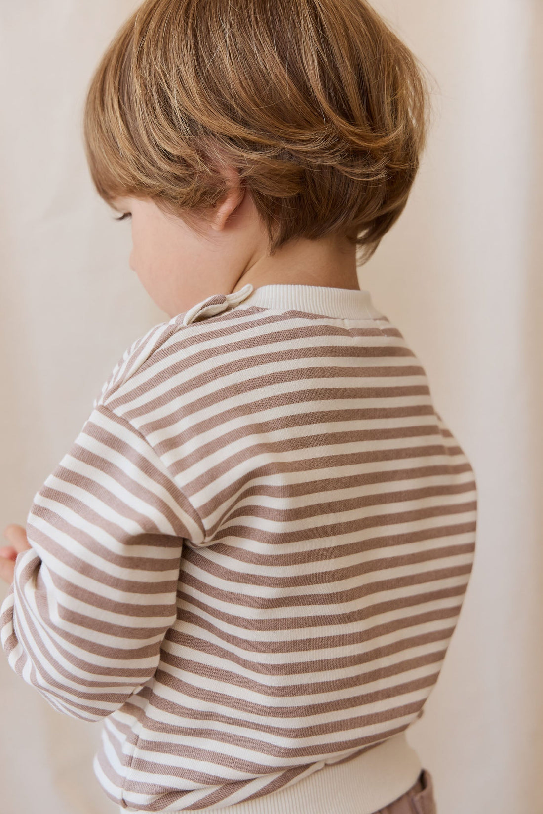 Organic Cotton Peyton Sweatshirt - Standard Stripe Carven Clay/Cloud Childrens Top from Jamie Kay Australia