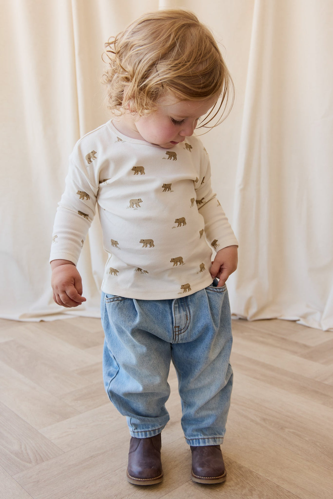 Pima Cotton Arnold Long Sleeve Top - Cub Walk Samoyed Childrens Top from Jamie Kay Australia