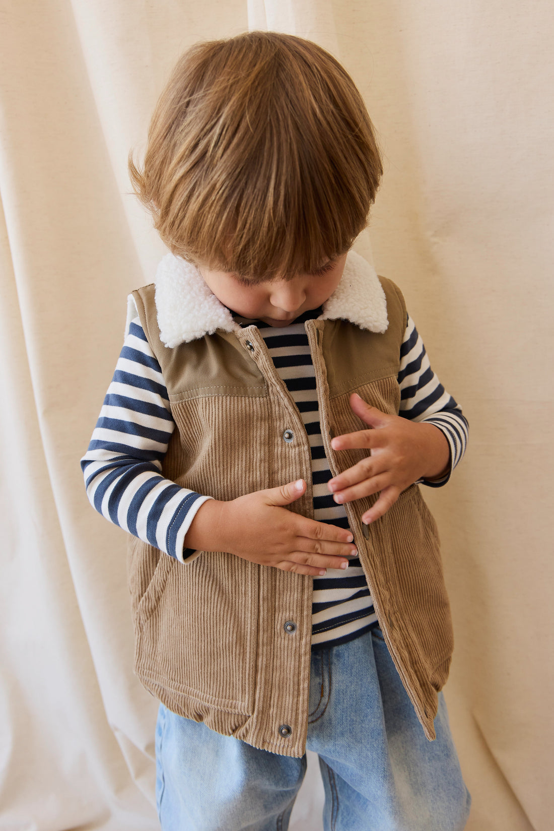 Spencer Vest - Brioche/Pecan Childrens Top from Jamie Kay Australia