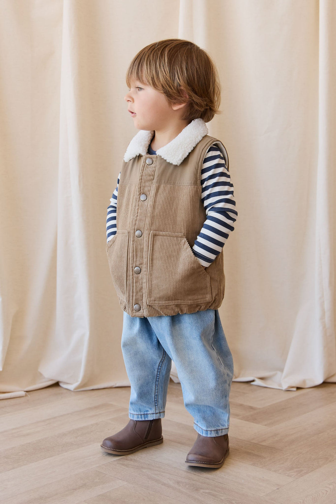 Spencer Vest - Brioche/Pecan Childrens Top from Jamie Kay Australia