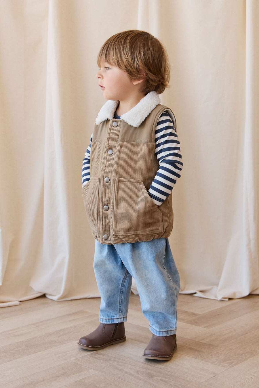 Spencer Vest - Brioche/Pecan Childrens Top from Jamie Kay Australia