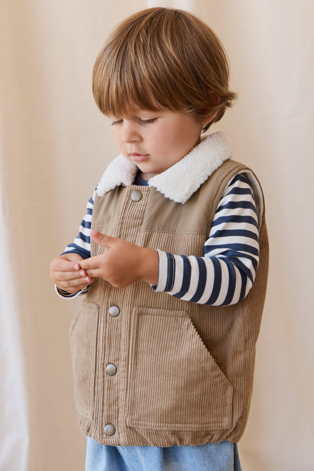 Spencer Vest - Brioche/Pecan Childrens Top from Jamie Kay Australia