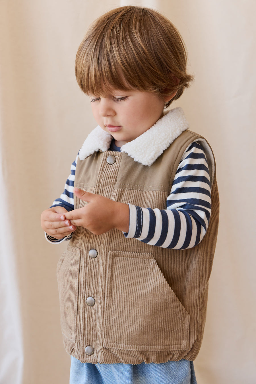 Spencer Vest - Brioche/Pecan Childrens Top from Jamie Kay Australia