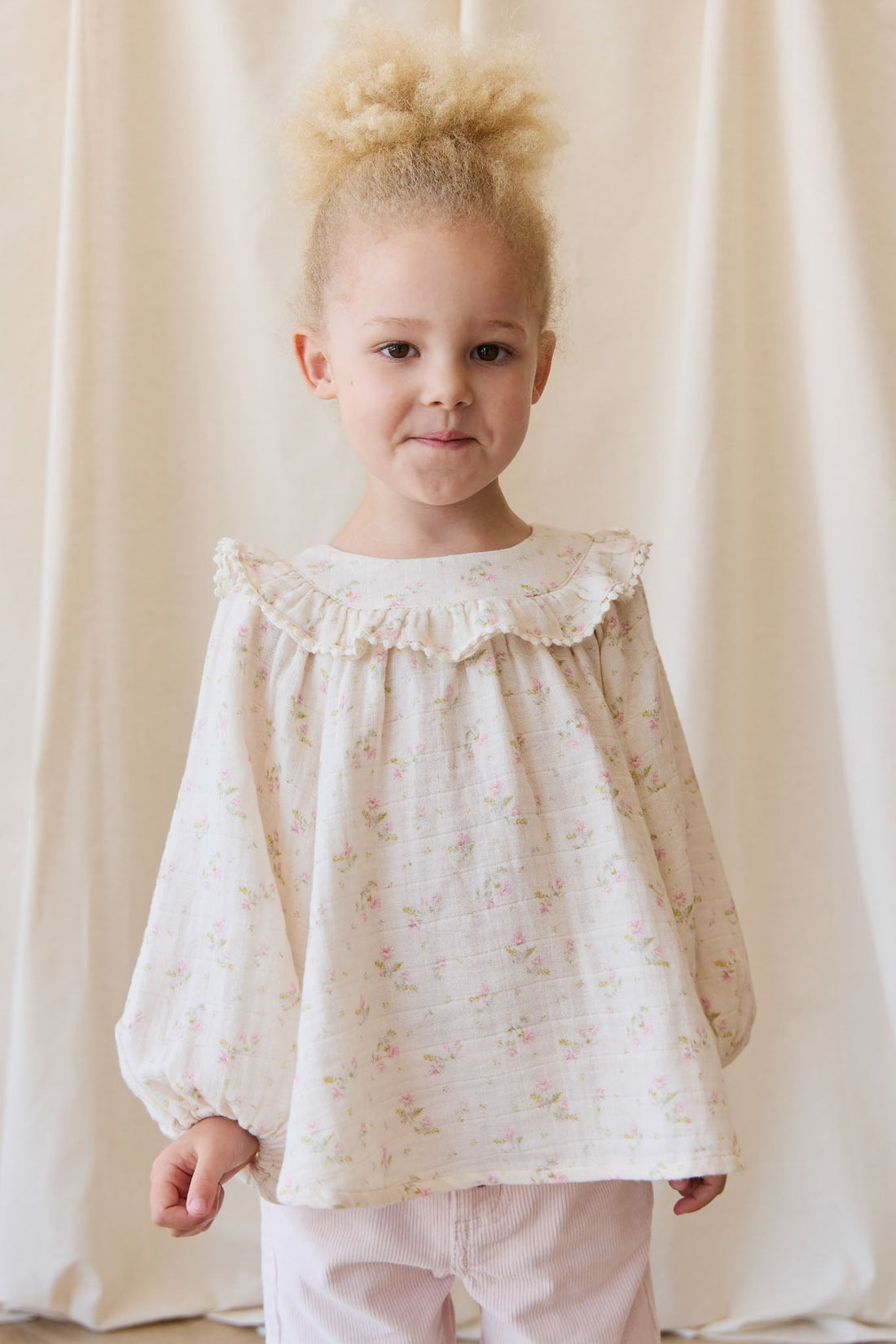 Organic Cotton Muslin Cleo Blouse - Emelia Pink Childrens Top from Jamie Kay Australia