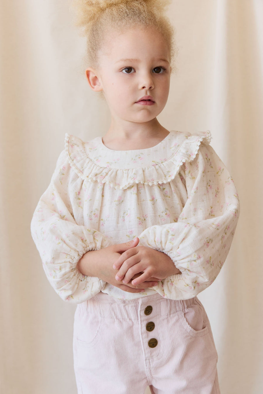 Organic Cotton Muslin Cleo Blouse - Emelia Pink Childrens Top from Jamie Kay Australia