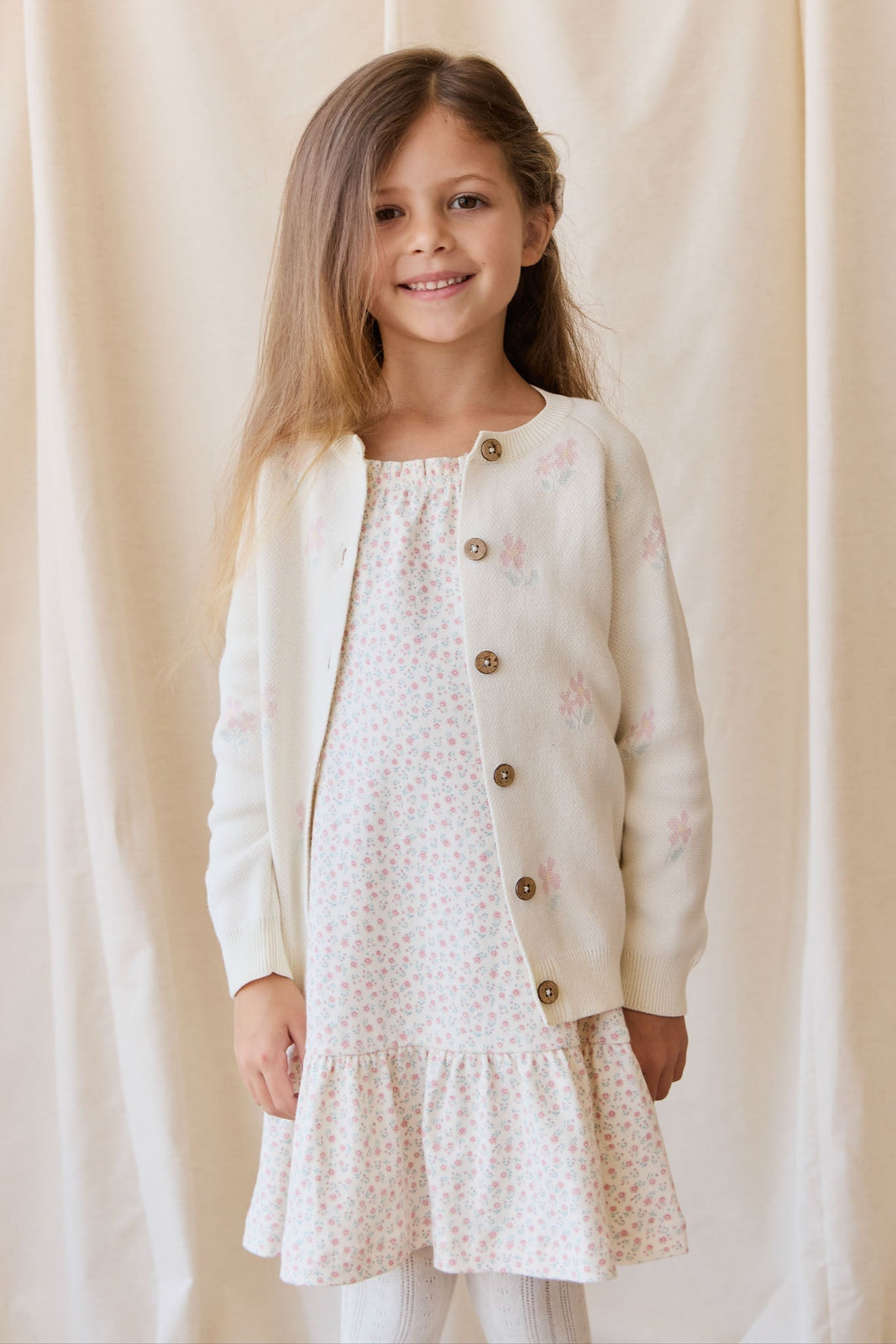 Meadow Cardigan - Larissa Egret Childrens Cardigan from Jamie Kay Australia