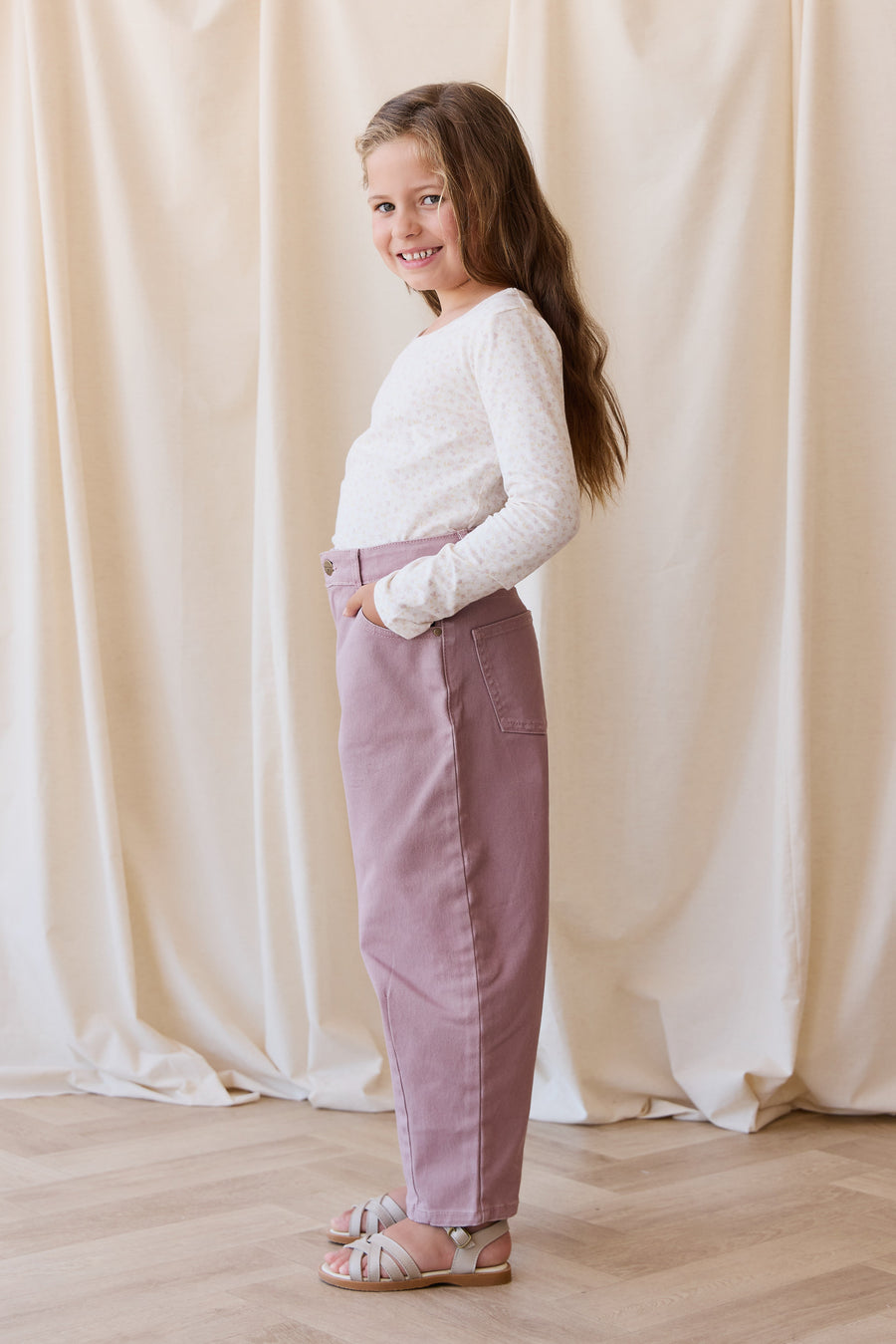 Organic Cotton Long Sleeve Top - Aries Mauve Childrens Top from Jamie Kay Australia