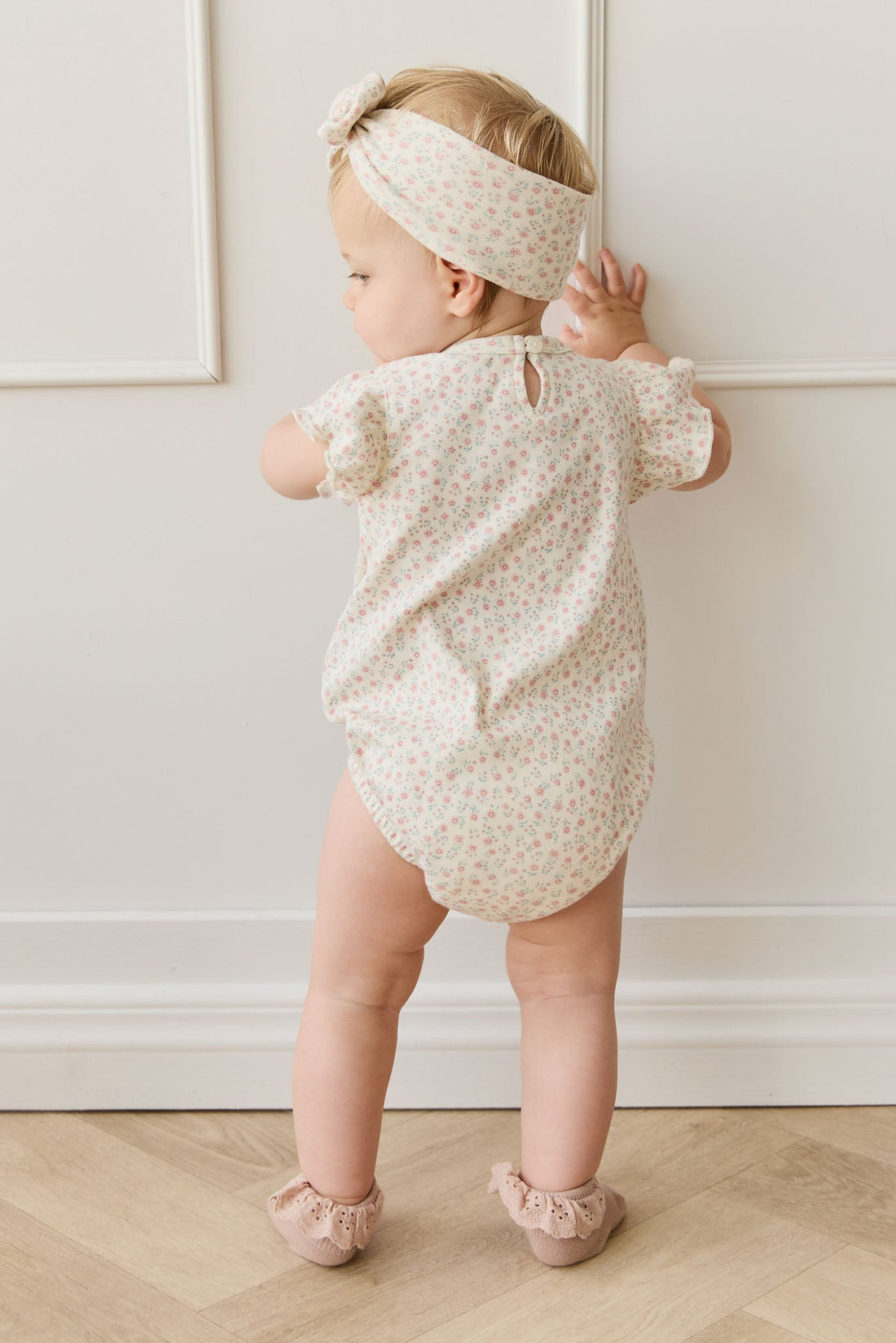 Organic Cotton Sage Onepiece - Posy Garden Pink Childrens Onepiece from Jamie Kay Australia