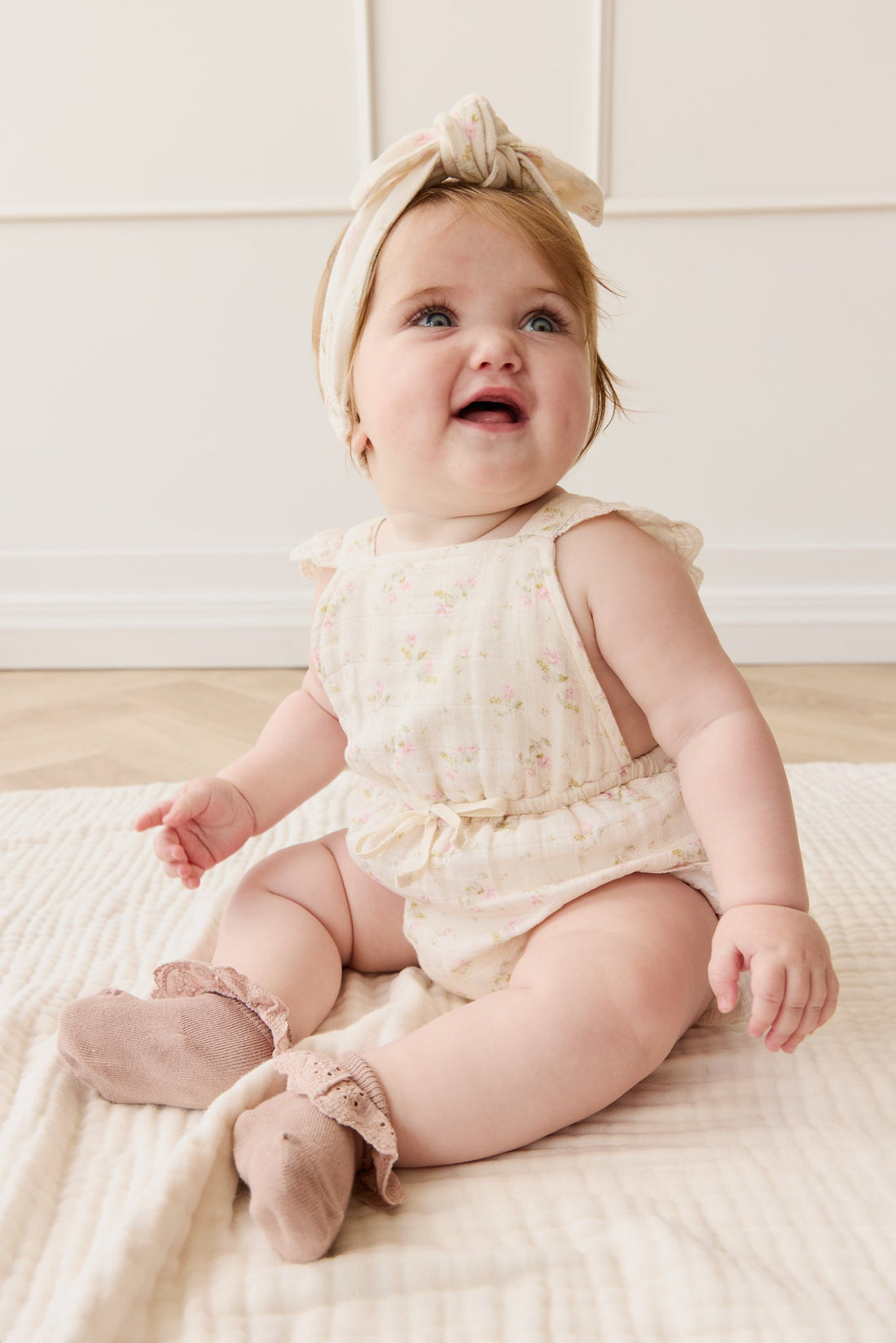 Organic Cotton Muslin Luciana Playsuit - Emelia Pink Childrens Playsuit from Jamie Kay Australia