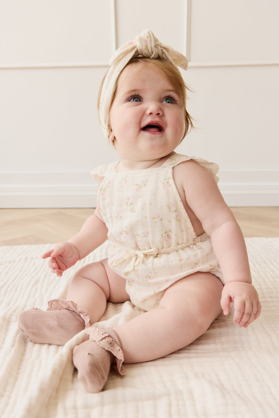 Organic Cotton Muslin Luciana Playsuit - Emelia Pink Childrens Playsuit from Jamie Kay Australia
