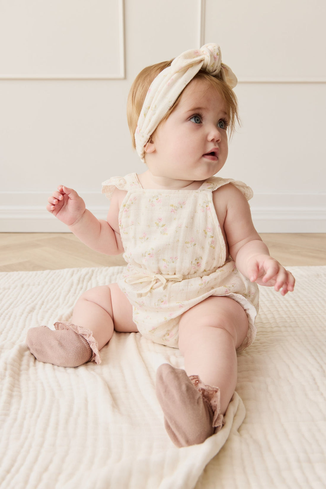 Organic Cotton Muslin Luciana Playsuit - Emelia Pink Childrens Playsuit from Jamie Kay Australia