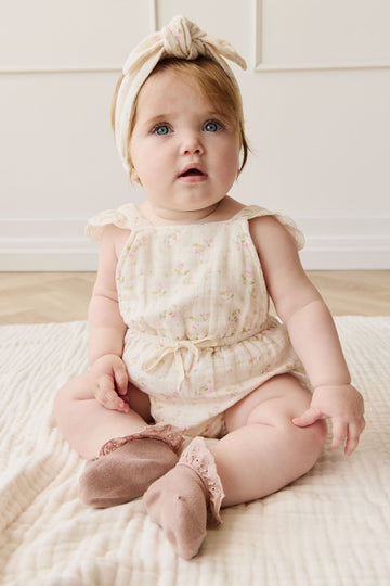 Organic Cotton Muslin Luciana Playsuit - Emelia Pink Childrens Playsuit from Jamie Kay Australia