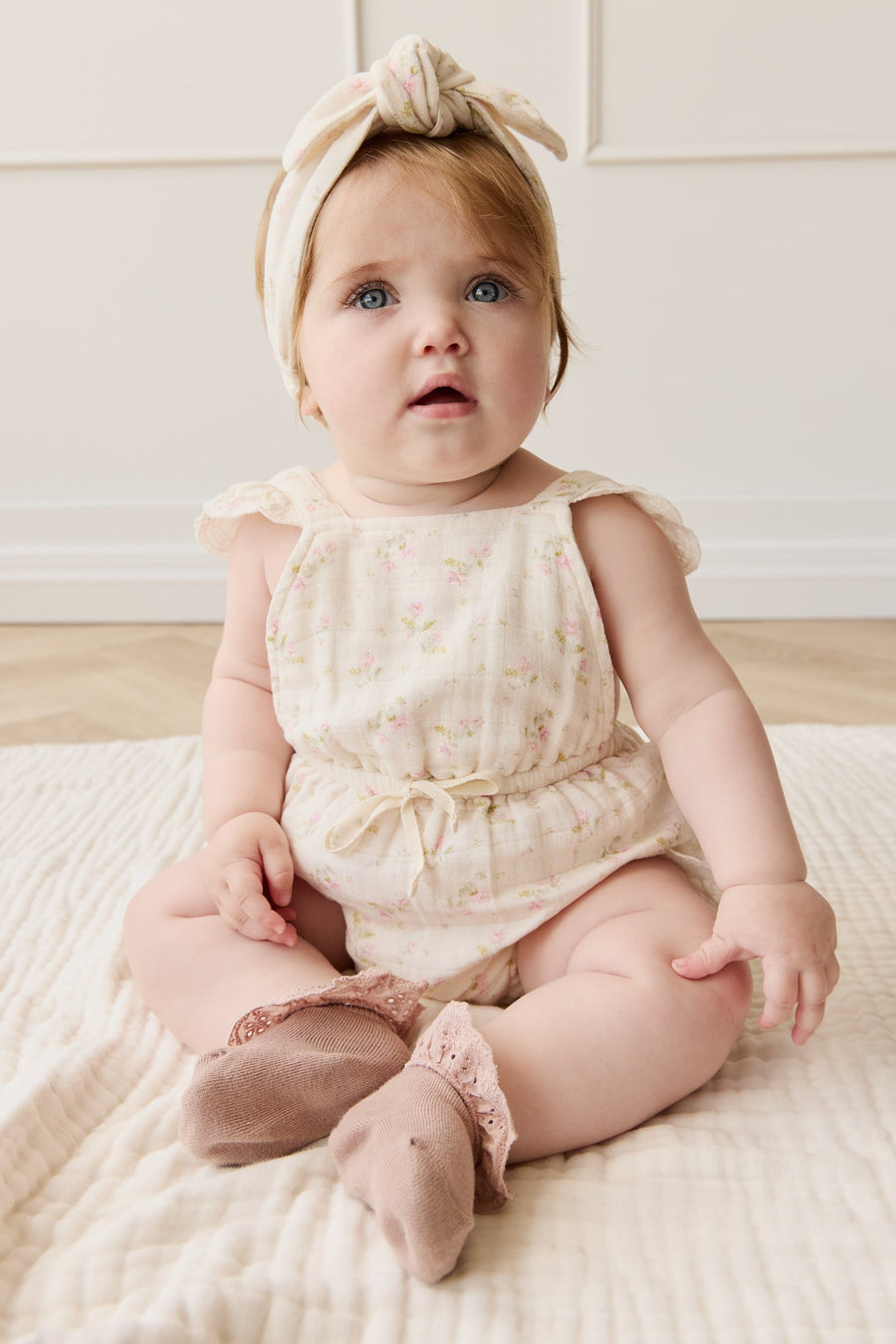Organic Cotton Muslin Luciana Playsuit - Emelia Pink Childrens Playsuit from Jamie Kay Australia