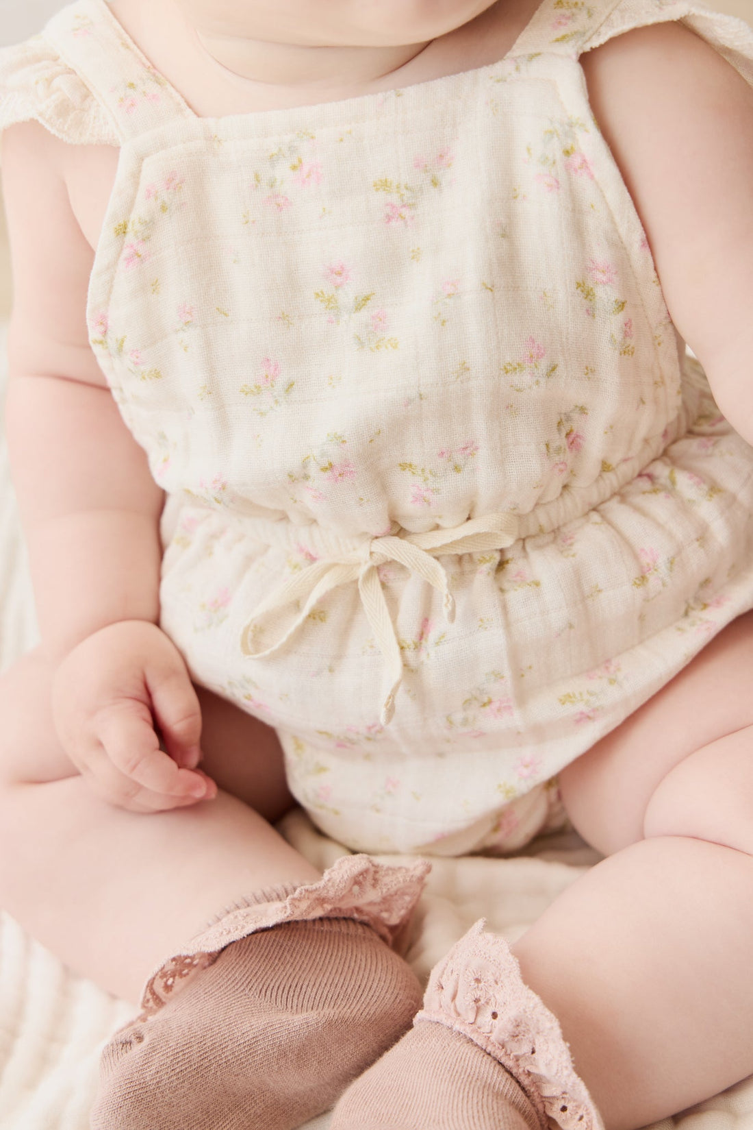 Organic Cotton Muslin Luciana Playsuit - Emelia Pink Childrens Playsuit from Jamie Kay Australia