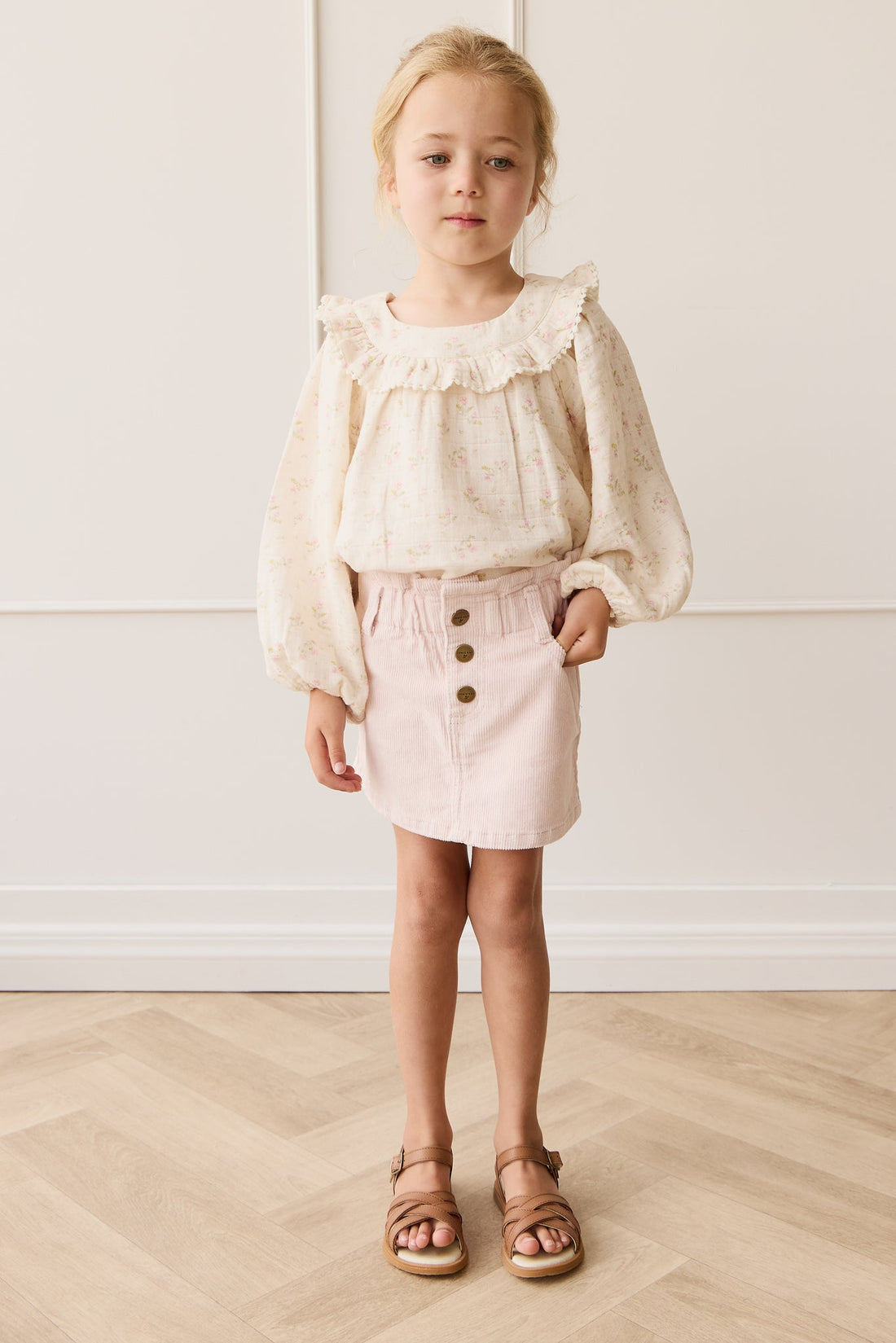 Organic Cotton Muslin Cleo Blouse - Emelia Pink Childrens Top from Jamie Kay Australia