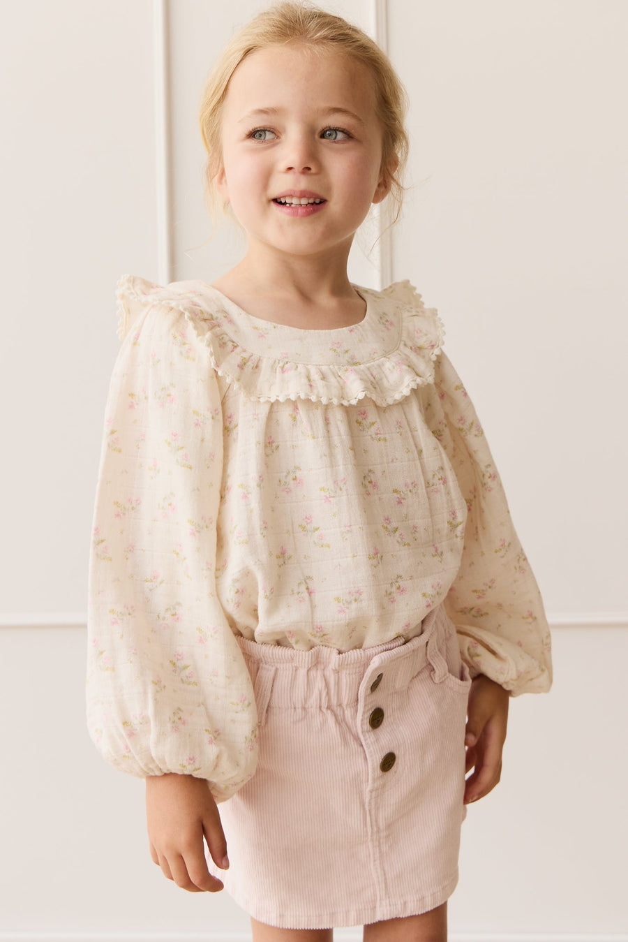 Organic Cotton Muslin Cleo Blouse - Emelia Pink Childrens Top from Jamie Kay Australia
