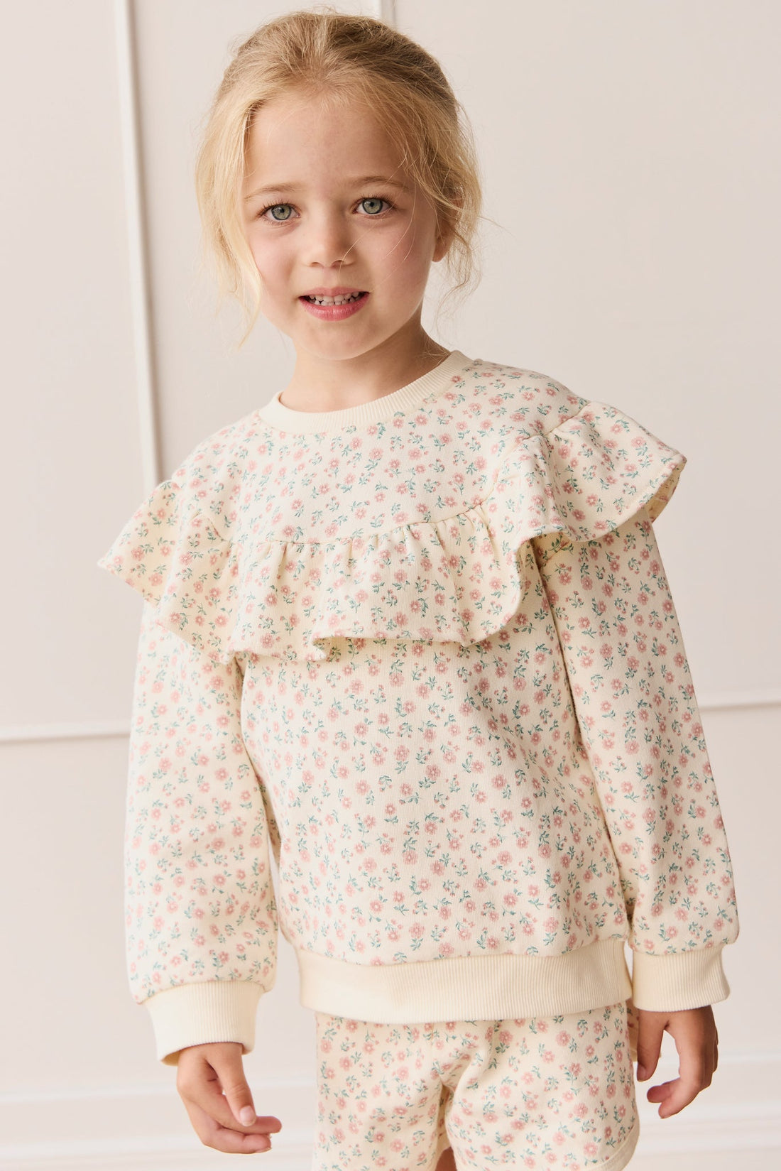 Organic Cotton Mckinley Sweatshirt - Posy Garden Pink Childrens Top from Jamie Kay Australia