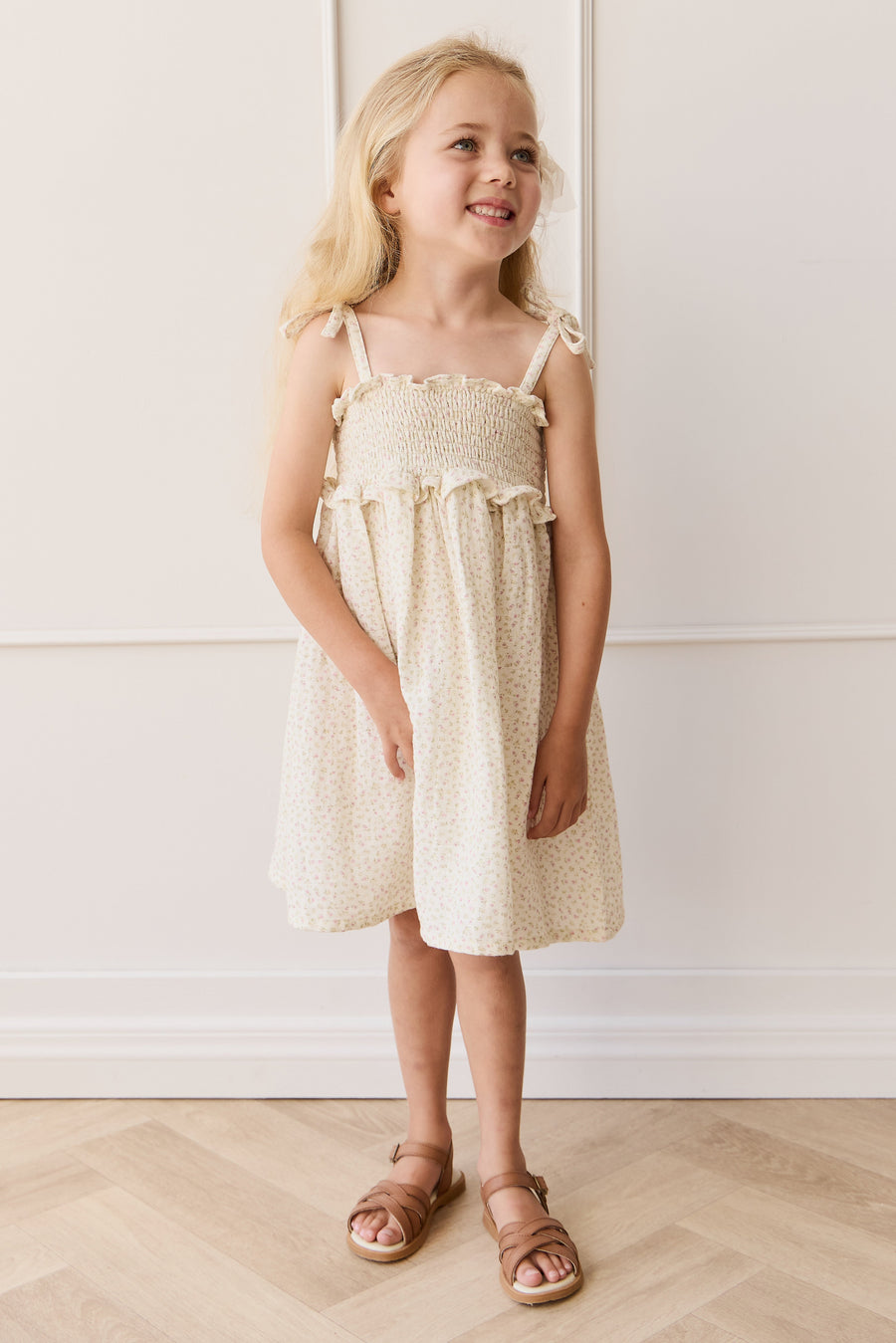 Organic Cotton Muslin Cleo Dress - Pippa Pink Childrens Dress from Jamie Kay Australia