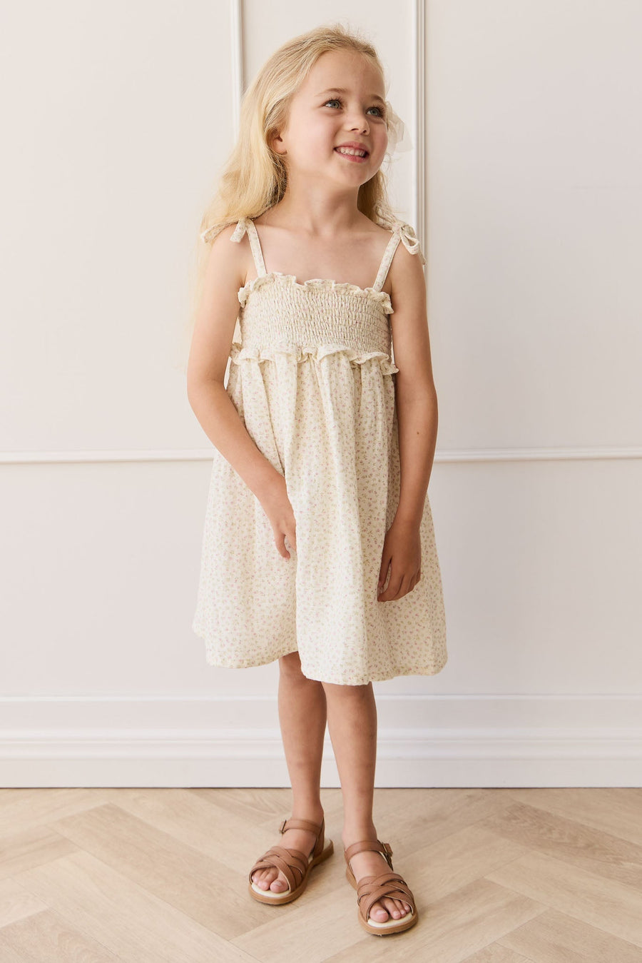 Organic Cotton Muslin Cleo Dress - Pippa Pink Childrens Dress from Jamie Kay Australia