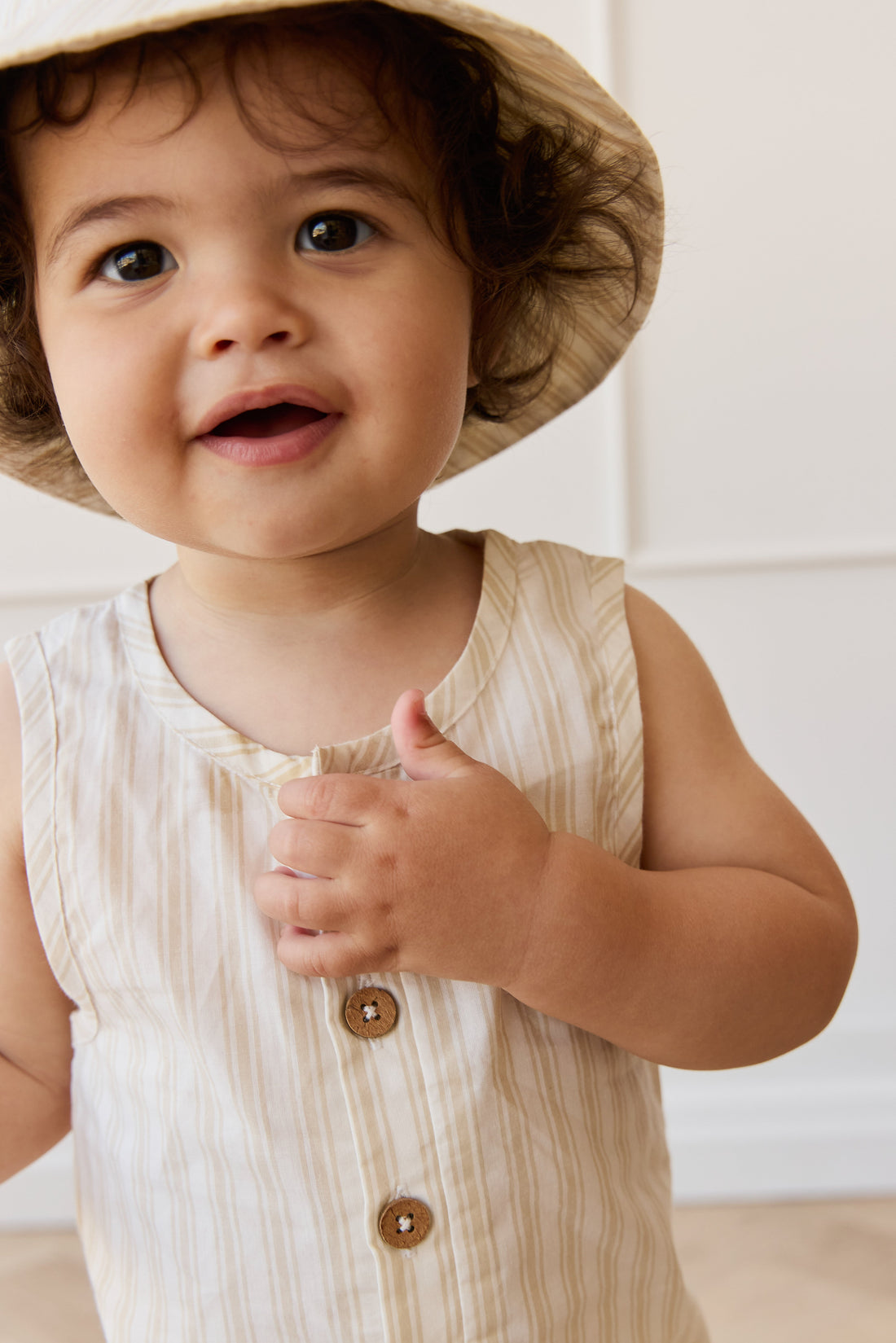 Organic Cotton Milo Jumpsuit - Variegated Stripe Foam Childrens Jumpsuit from Jamie Kay Australia