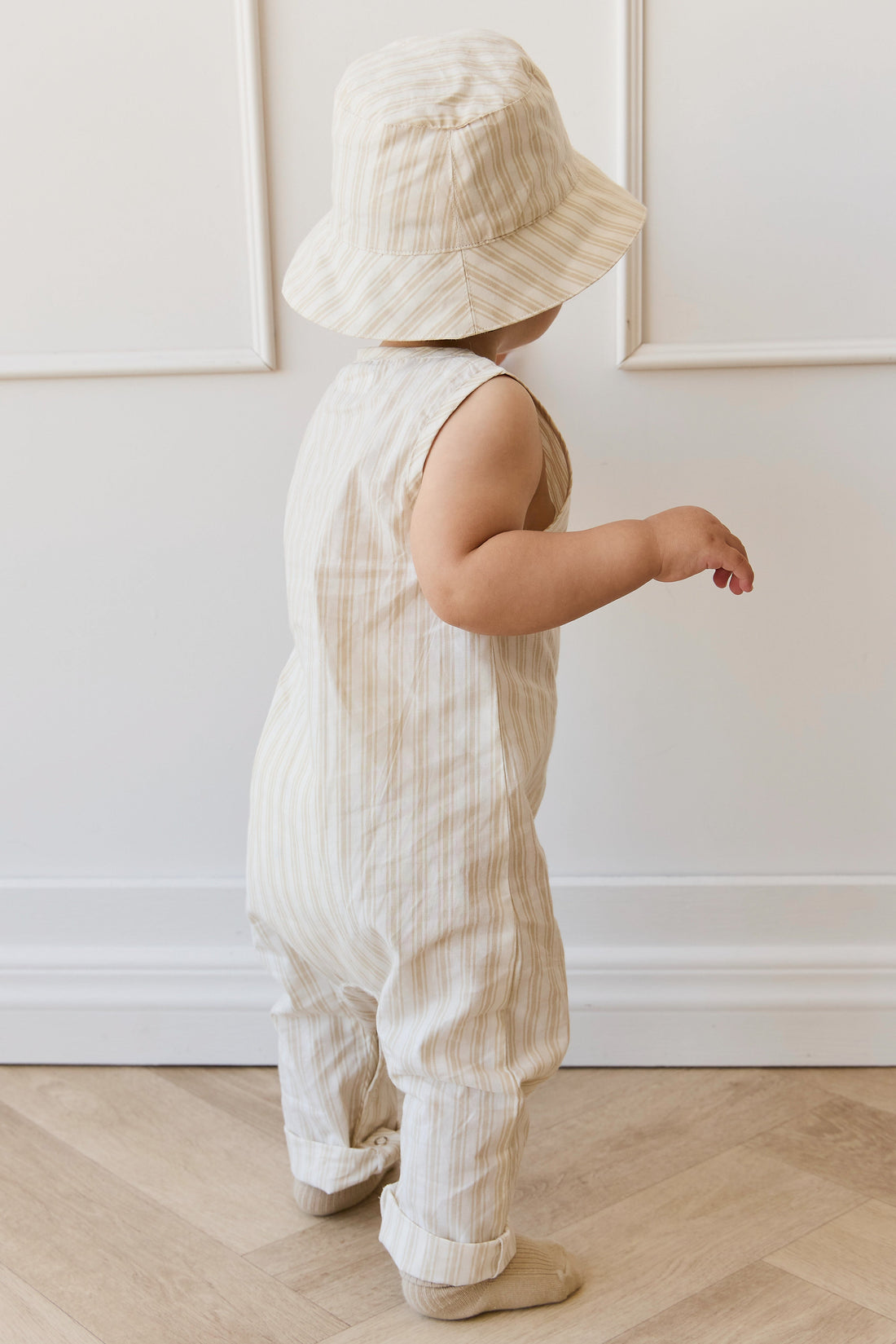 Organic Cotton Milo Jumpsuit - Variegated Stripe Foam Childrens Jumpsuit from Jamie Kay Australia