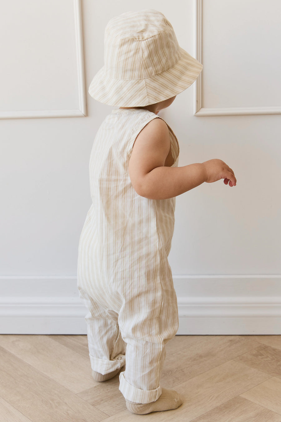 Organic Cotton Milo Jumpsuit - Variegated Stripe Foam Childrens Jumpsuit from Jamie Kay Australia
