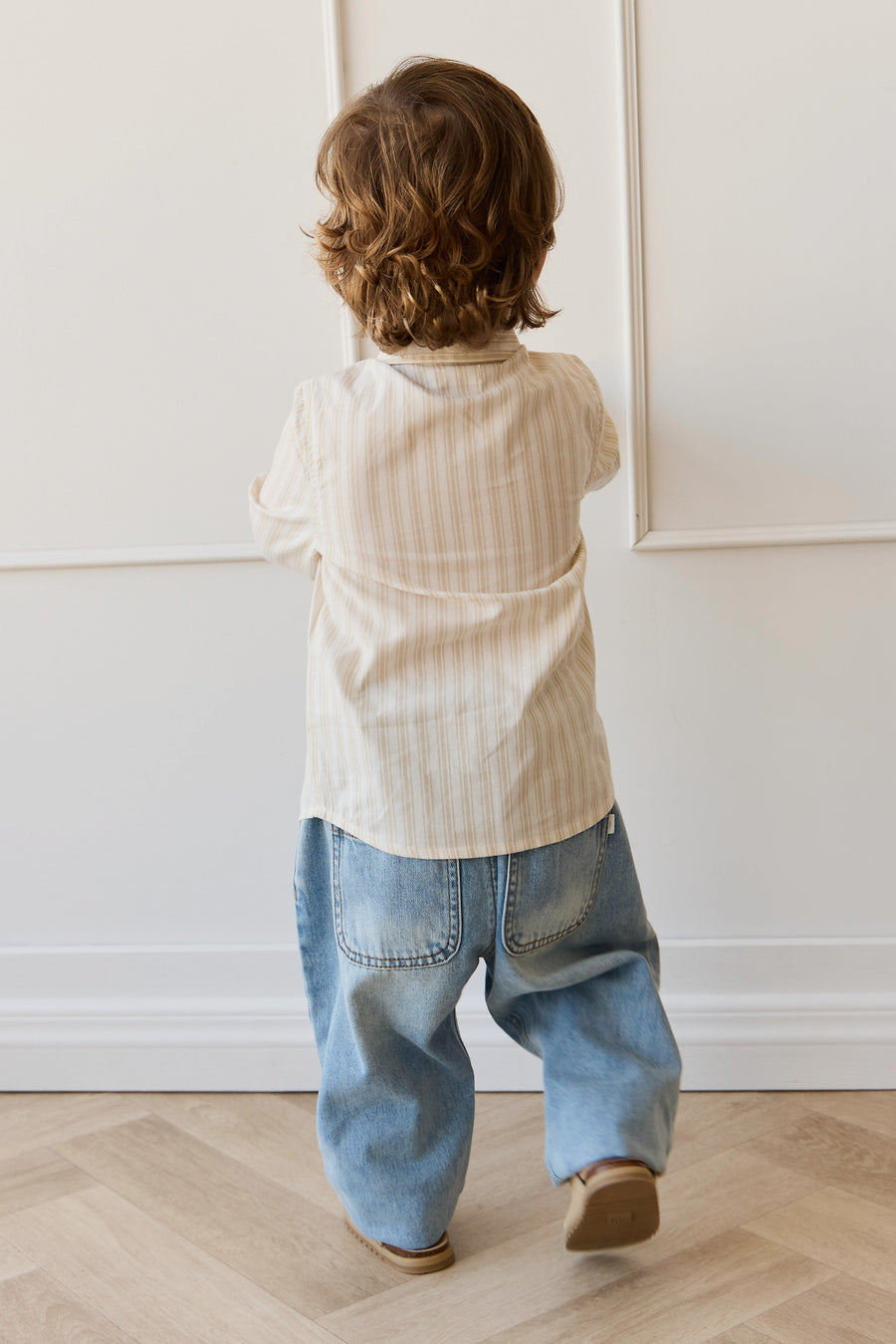 Organic Cotton Isaiah Shirt - Variegated Stripe Foam Childrens Shirt from Jamie Kay Australia