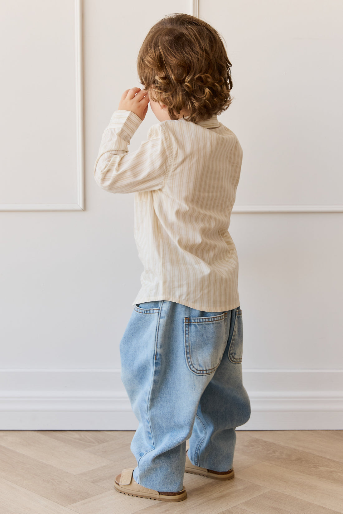 Organic Cotton Isaiah Shirt - Variegated Stripe Foam Childrens Shirt from Jamie Kay Australia