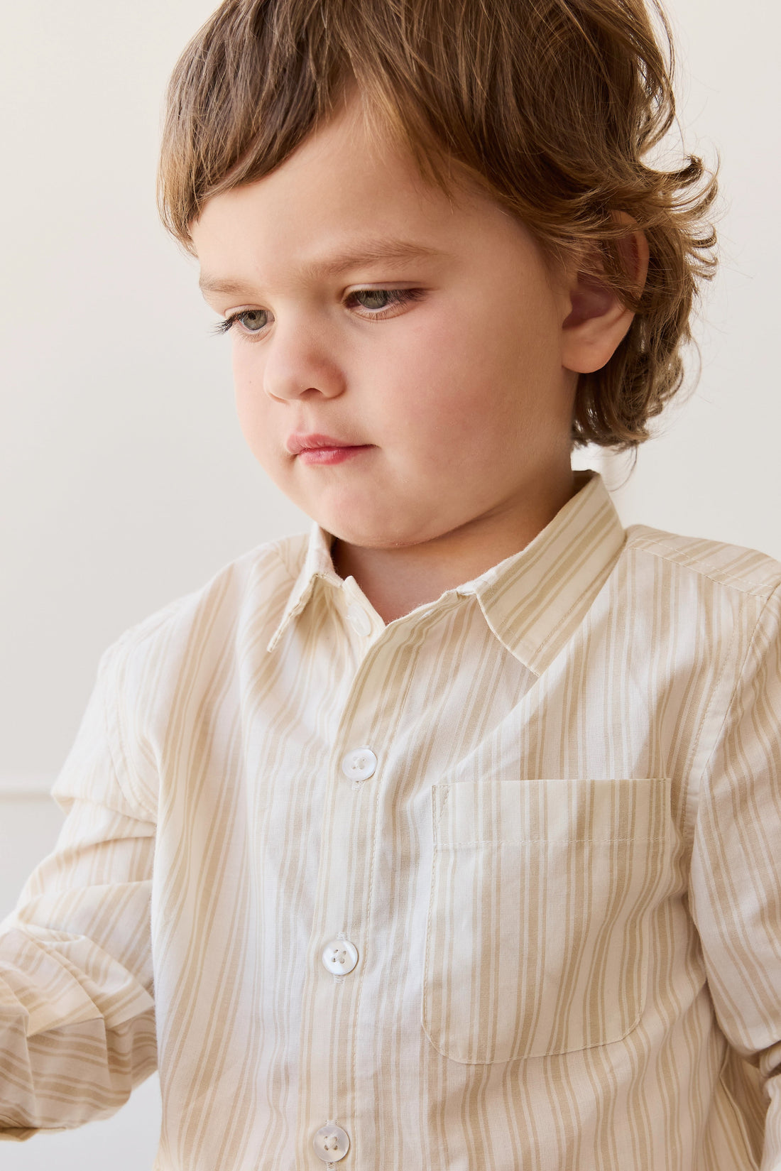 Organic Cotton Isaiah Shirt - Variegated Stripe Foam Childrens Shirt from Jamie Kay Australia