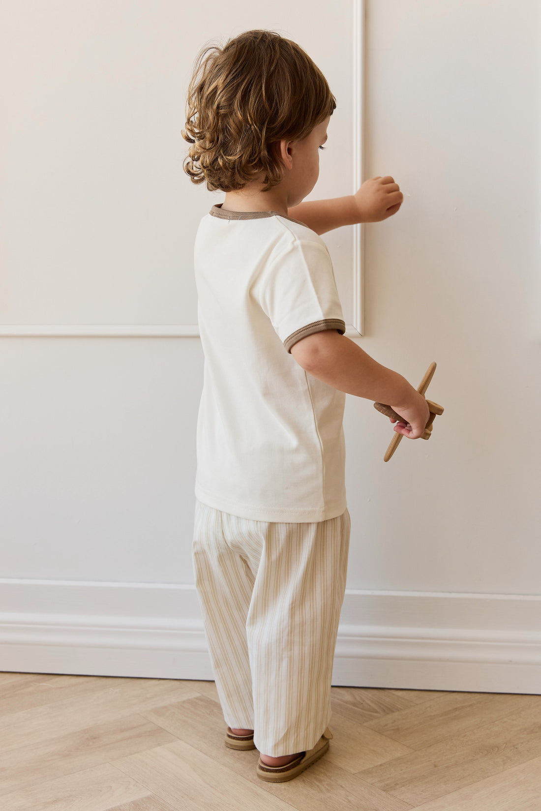 Organic Cotton Kingston Pant - Variegated Stripe Foam Childrens Pant from Jamie Kay Australia