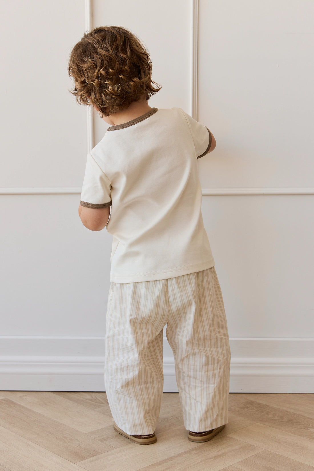 Organic Cotton Kingston Pant - Variegated Stripe Foam Childrens Pant from Jamie Kay Australia