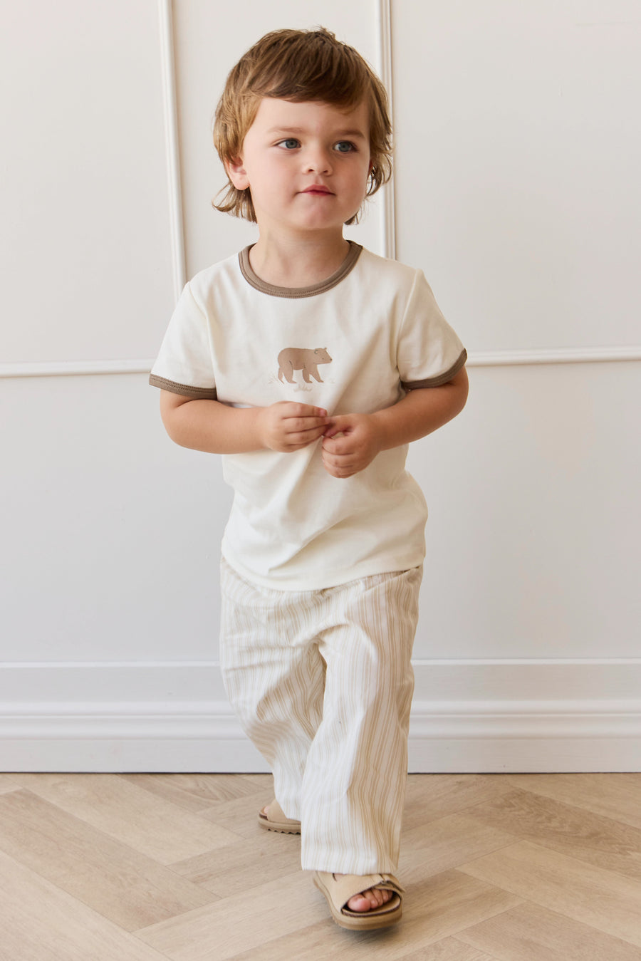 Organic Cotton Kingston Pant - Variegated Stripe Foam Childrens Pant from Jamie Kay Australia