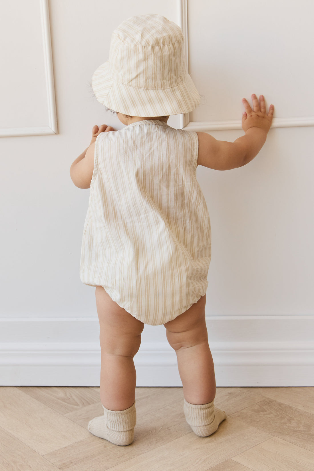Organic Cotton Archie Playsuit - Variegated Stripe Foam Childrens Playsuit from Jamie Kay Australia
