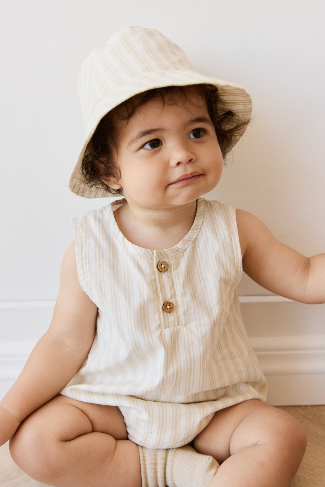 Organic Cotton Bucket Hat - Variegated Stripe Foam Childrens Hat from Jamie Kay Australia